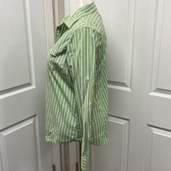 L.L. Bean Striped Cotton Roll-Tab Shirt Large - Picture 3 of 12